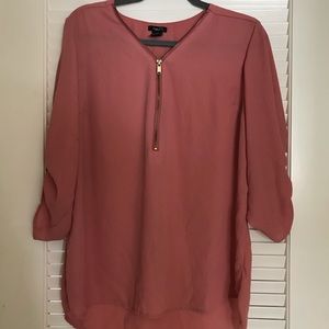 Pink zip up blouse